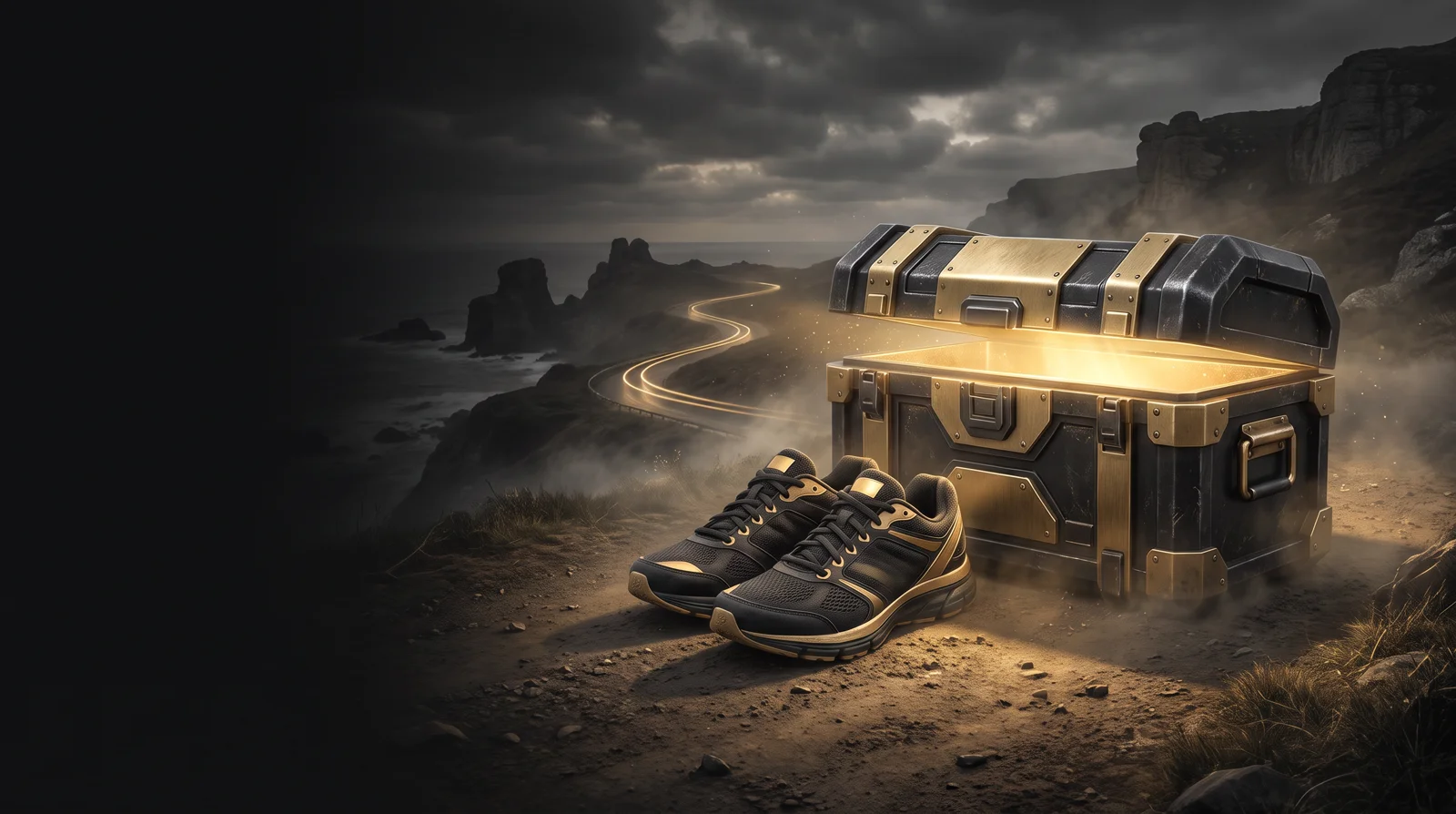 RUN. FINISH. OPEN. — illustrative concept artwork